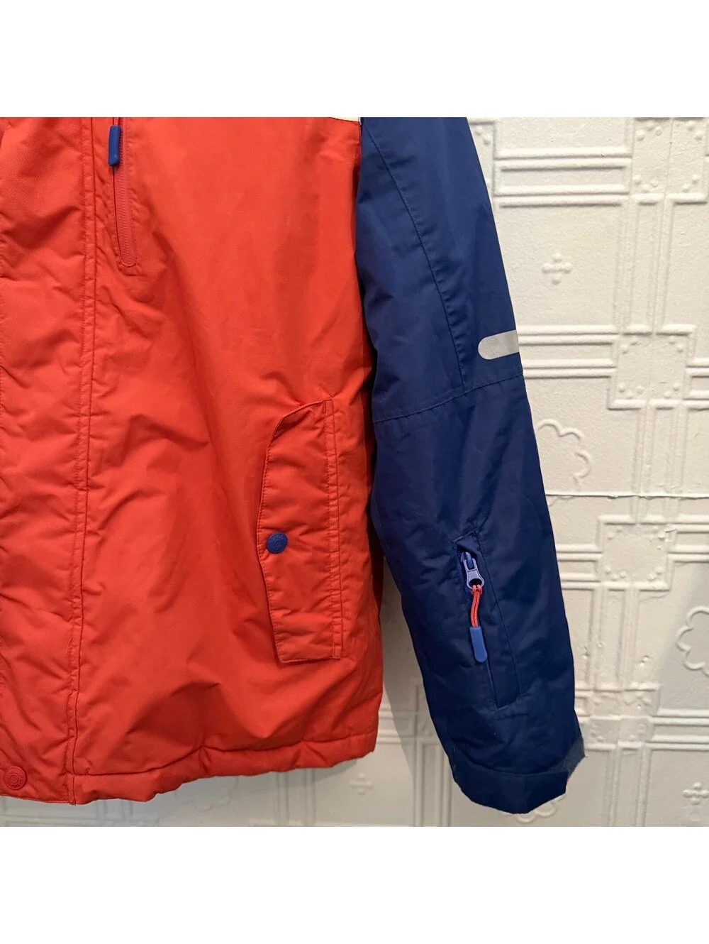Mini Boden Waterproof Ski Jacket Coat Colorblock Blue Red 13-14Y
